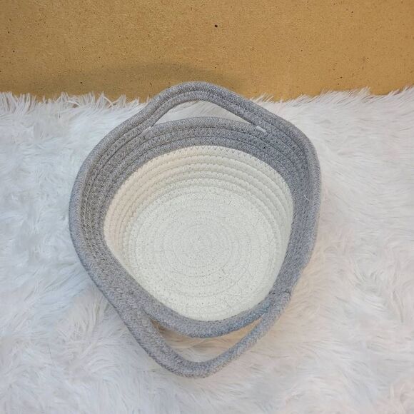 Grey and White Decorative Knit Basket - Picture 4 of 7